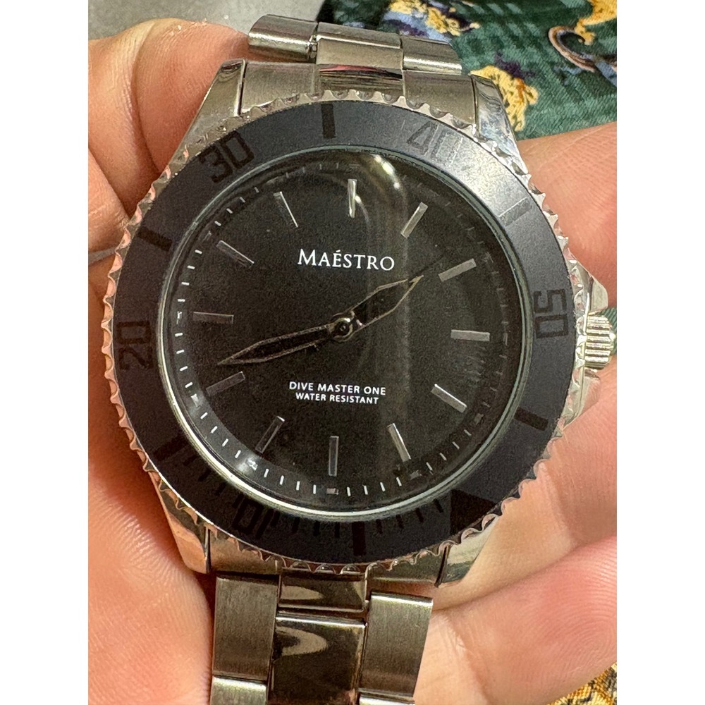 Maison Maestro Dive Master One Mens Watch Silver‎ Stainless Steel Black Dial - Picture 2 of 6